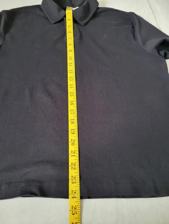 ZARA black jersey knit polo golf shirt with short sleeves - Picture 9 of 10